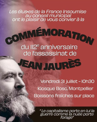 Commémoration du 112 ème anniversaire de l'assassinat de Jean Jaurès